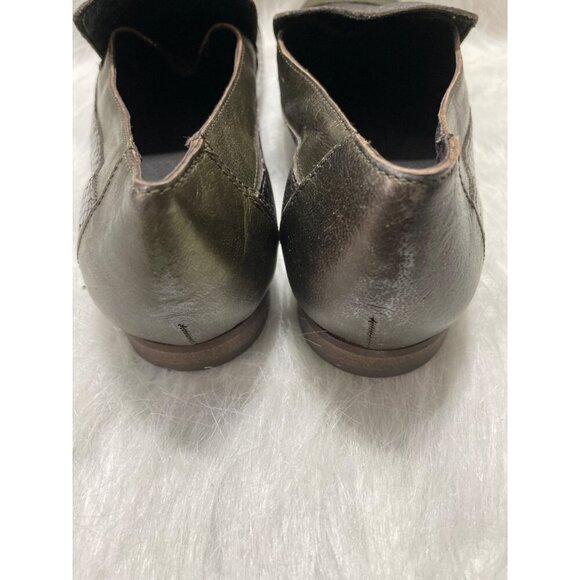 Sesto Meucci Womens Snake Embossed Leather Loafers With Metallic Green Cap Toe - Picture 4 of 7